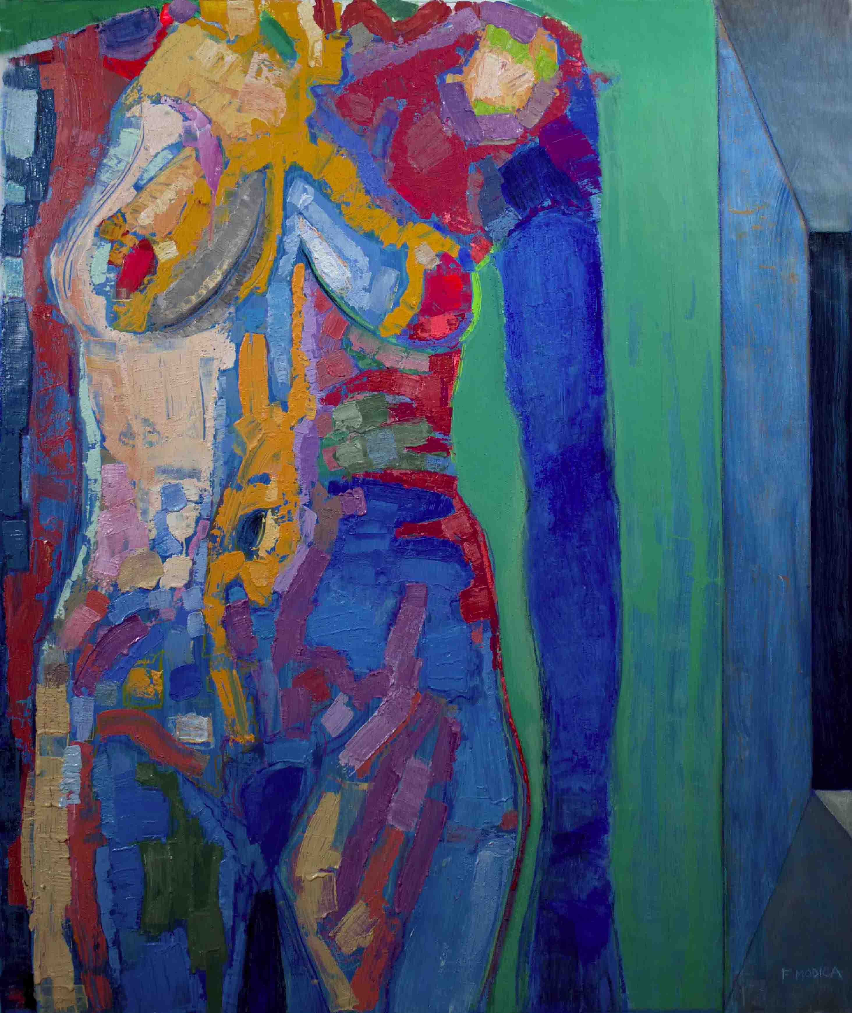 Nudo con guanto blu - mixed media on canvas - cm 180x150 | 71'x59' - 2013