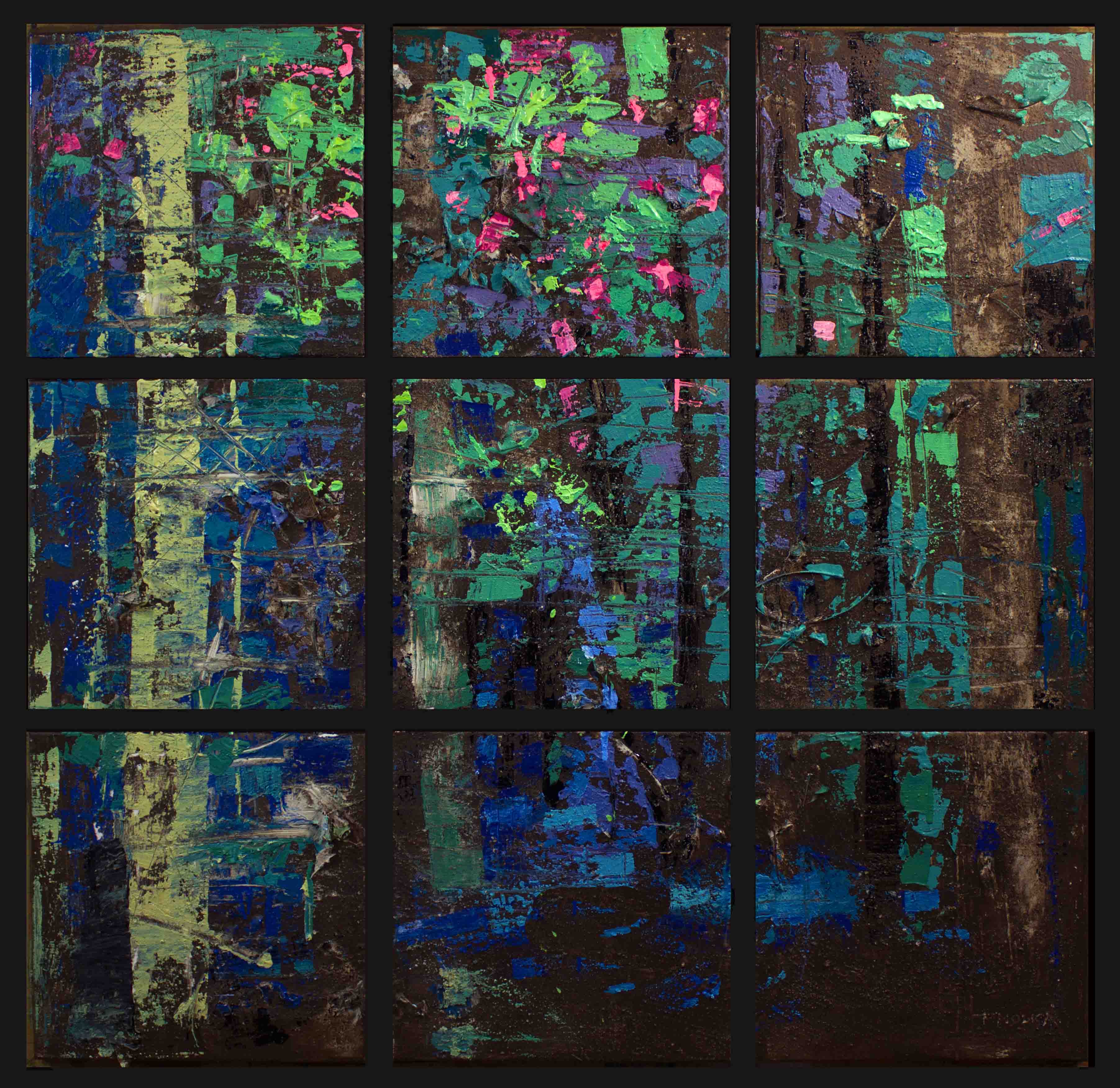 Fabio Modica | Nature V - mixed media on canvas (12 panels) - cm 130x130 - 51x51 inches - 2015