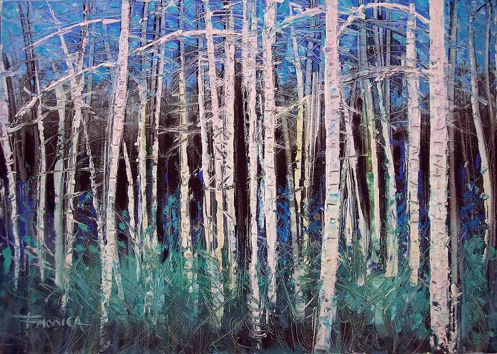 Fabio Modica | Night - 19,9x27,5 inches - mixed media on canvas - Sorelle Gallery - USA