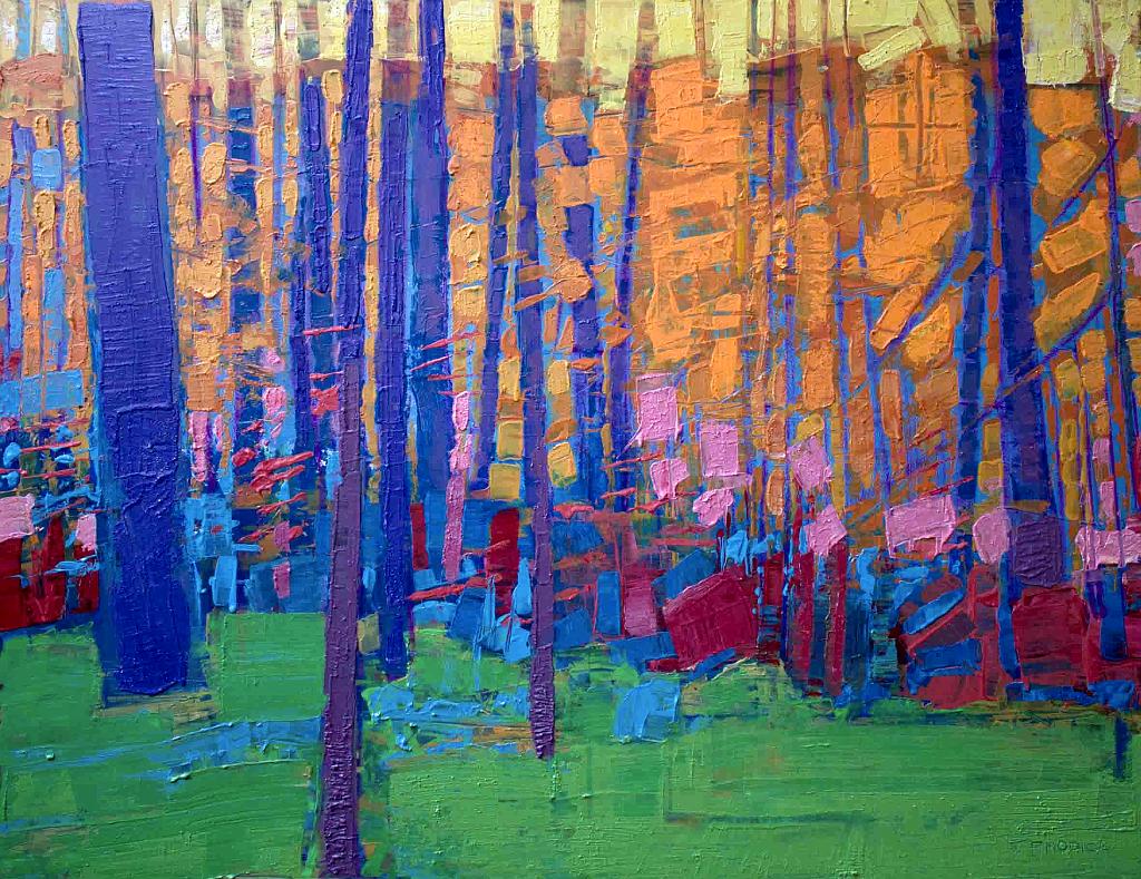 Fabio Modica | Pinewood IV - mixed media on canvas - 39,4x48,8 inches - 2014 | Private Collection - USA | SOLD
