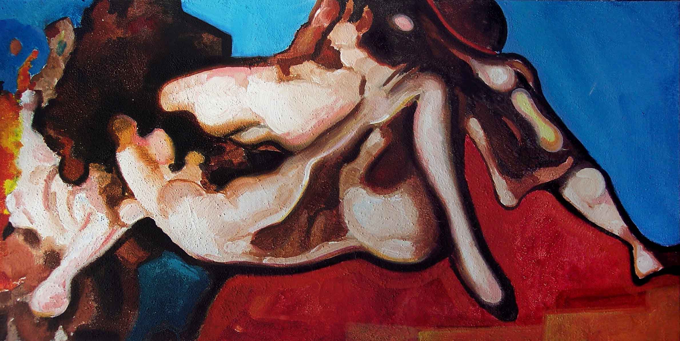 Fabio Modica | Lovers - cm 60x120 | 23,6x47,3 inches - mixed media on canvas - 2007
