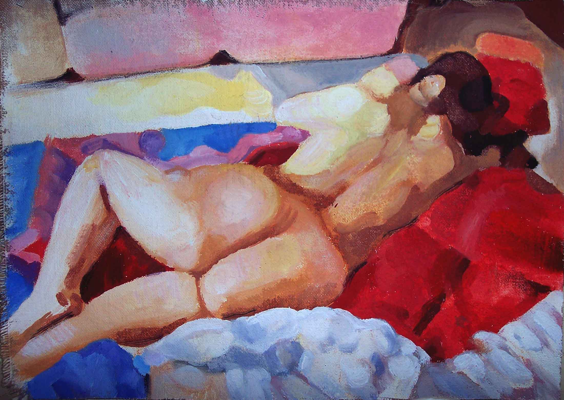 Fabio Modica | Sleeping woman II - cm 50x70 | 19,7x27,5 inches - mixed media on jute - 2007