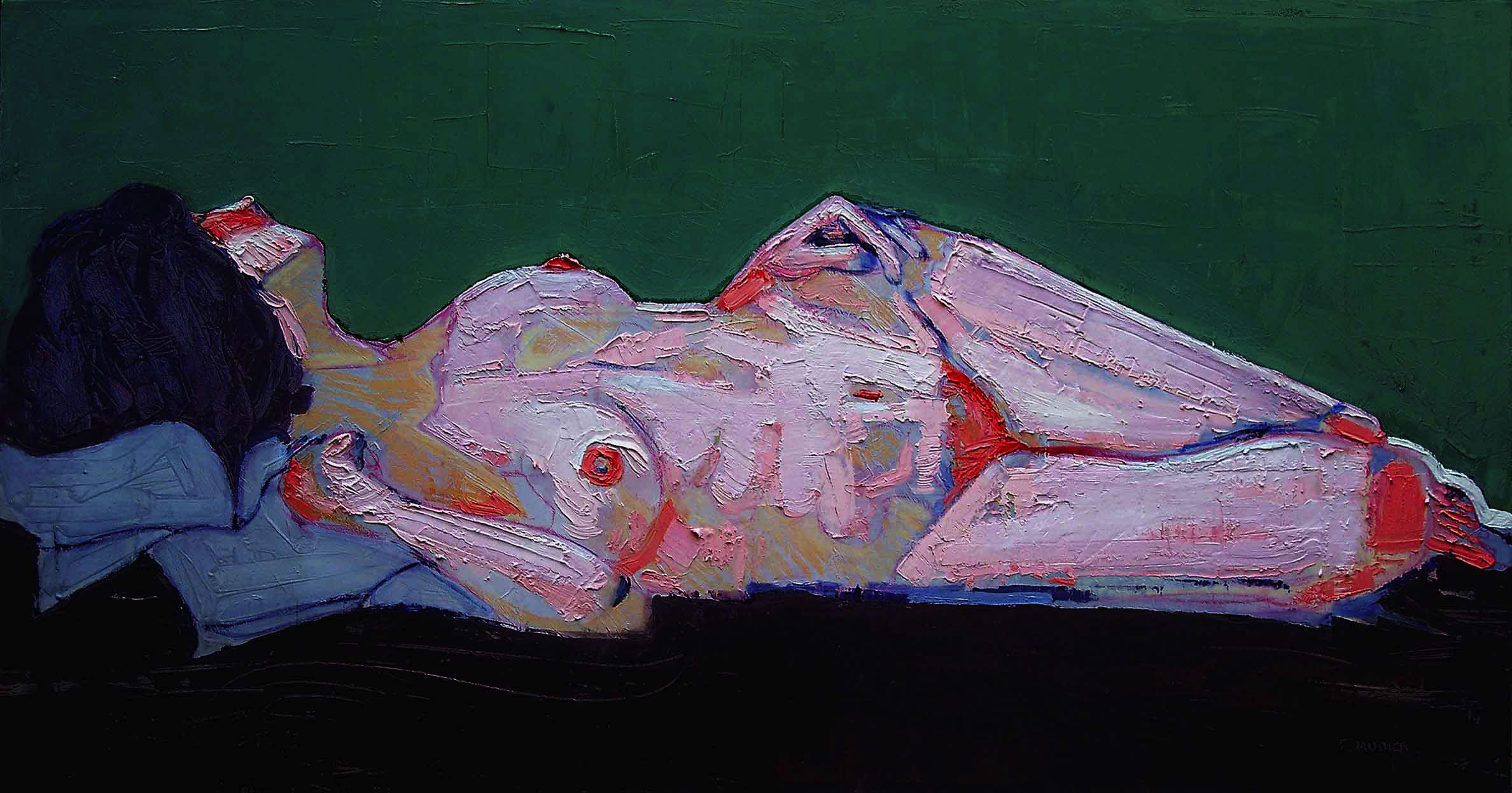 Fabio Modica | Reclining nude - cm 60x120 | 23,6x47,3 inches - mixed media on canvas - 2007