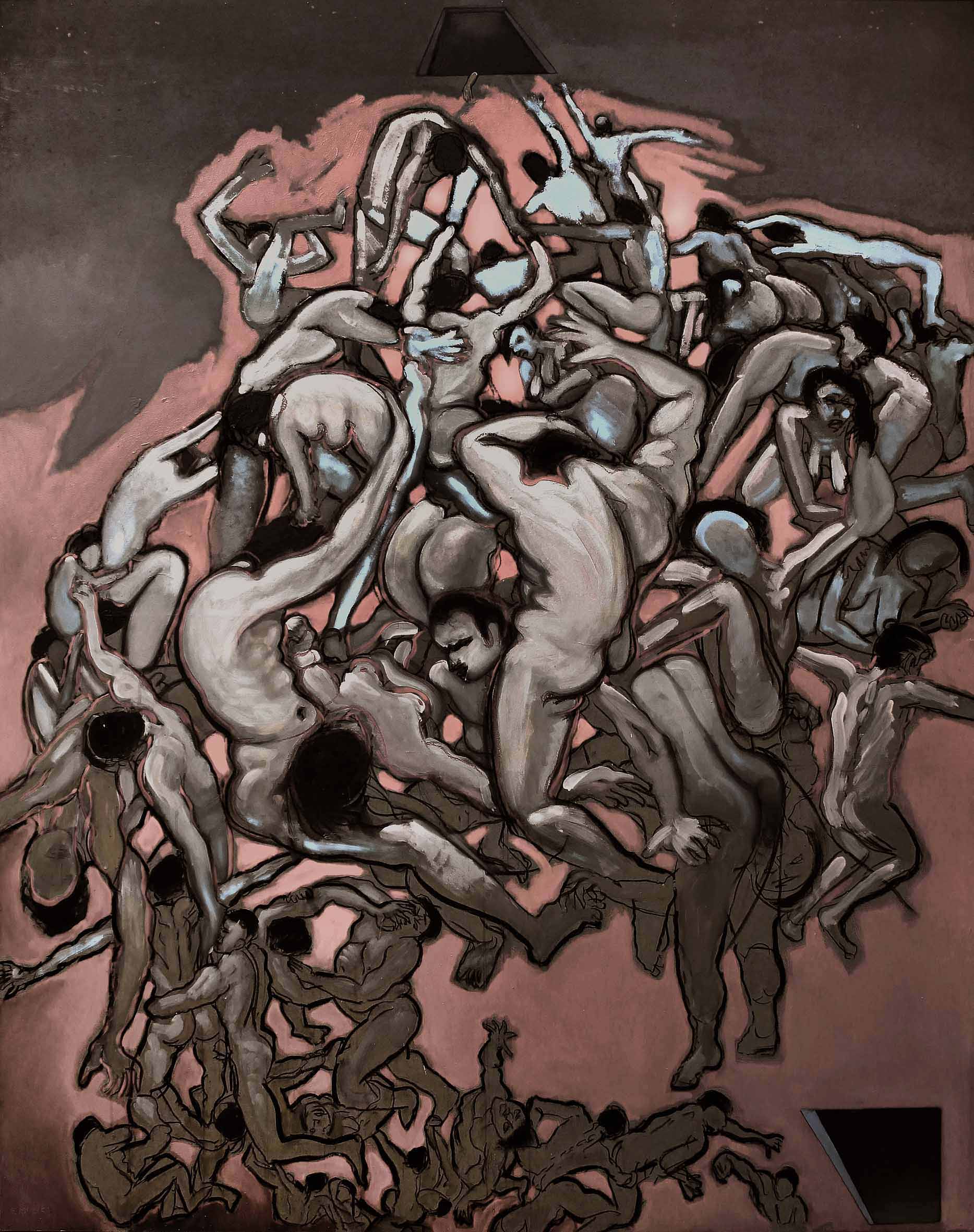 Fabio Modica | The circle of death - mixed media on table - cm 180x150 | 71x59 inches - 2012