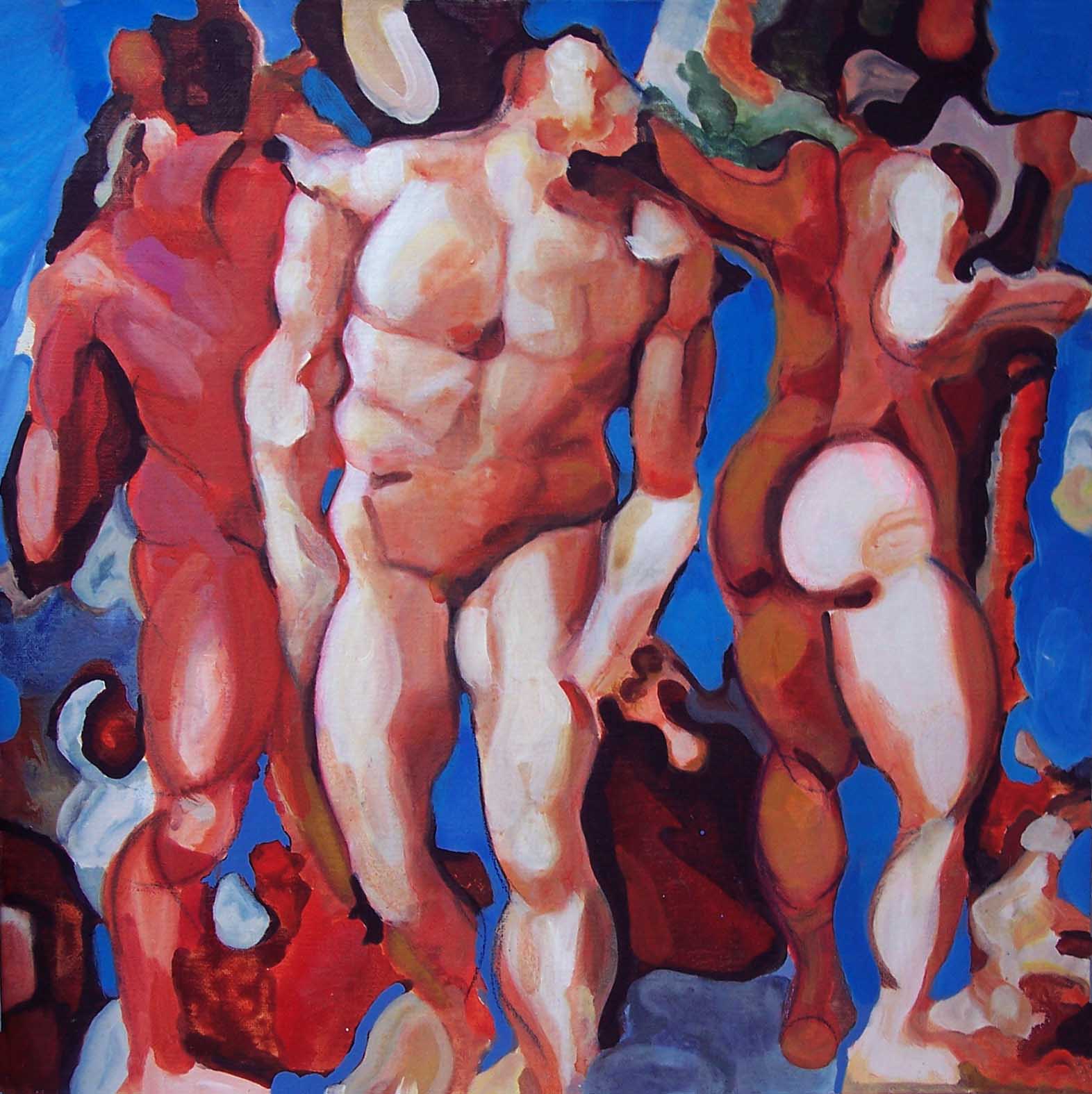 Fabio Modica | Reworking of a detail of the Universal Judgment of Michelangelo - cm 80x80 | 31,5x31,5 inches - acrylic on canvas - 2005