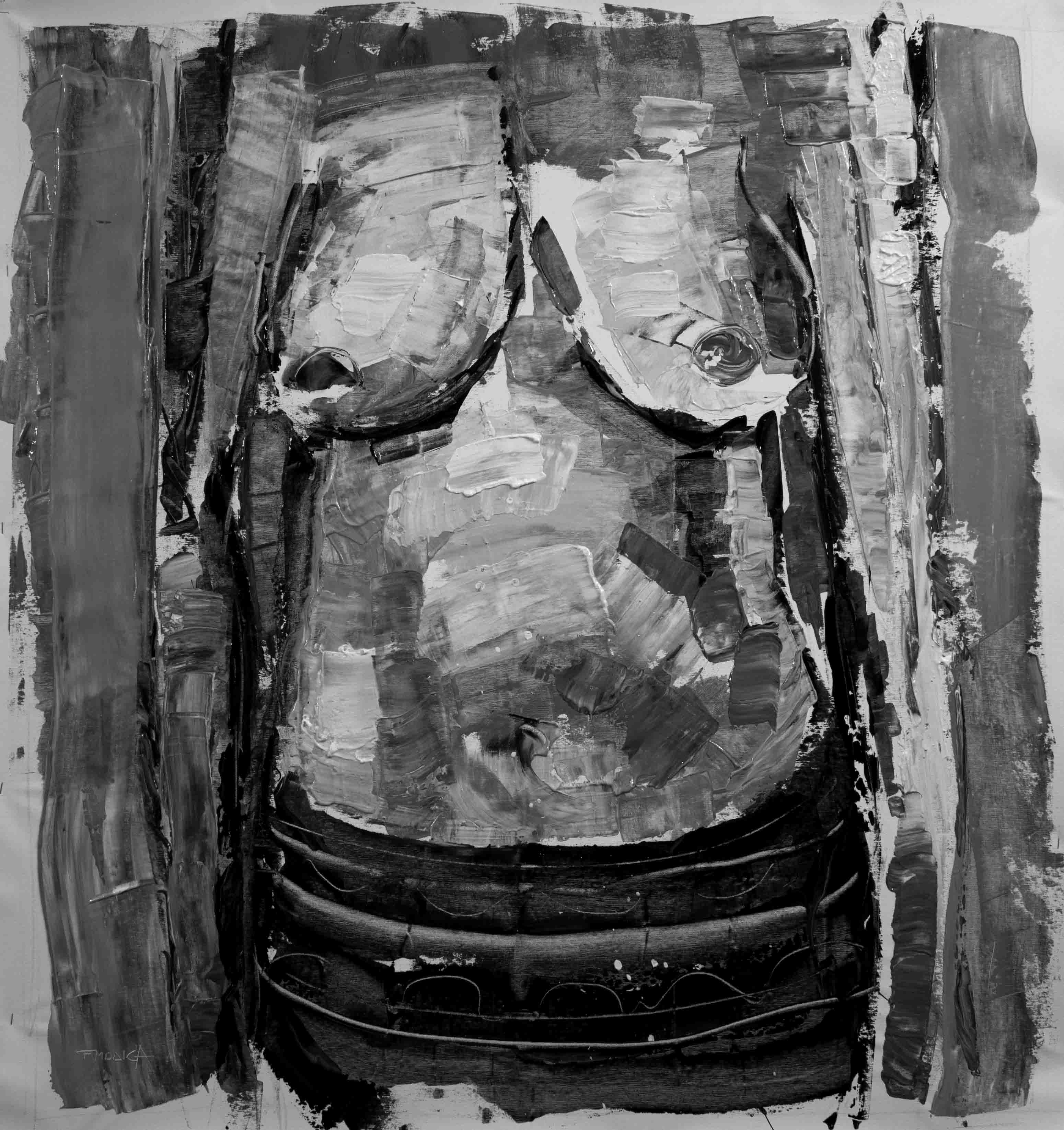 Fabio Modica | Nudo II - mixed media on canvas - cm 95x104 | 37,4x41 inches - 2013