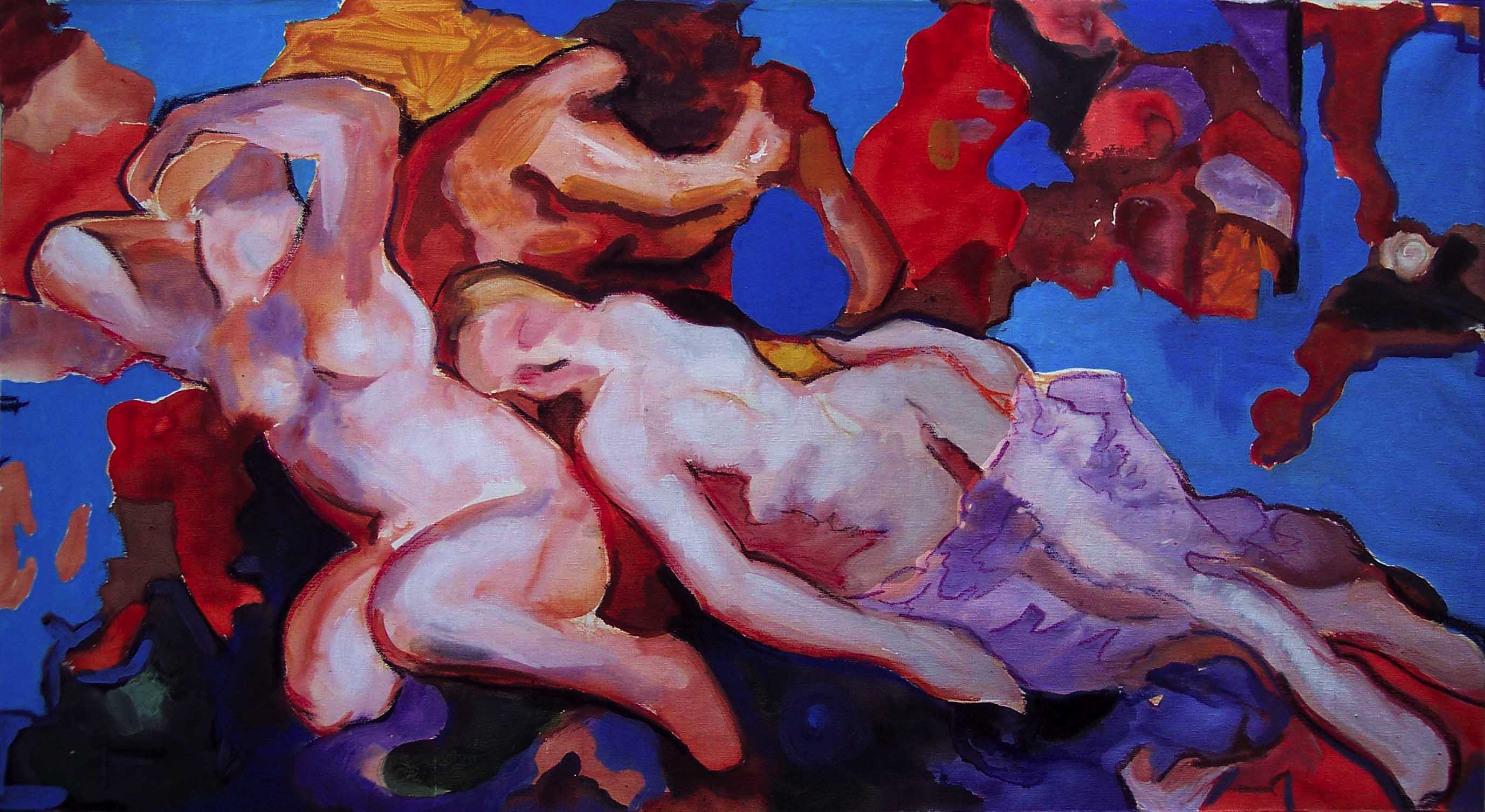 Fabio Modica | Reworking of a renaissance fresco - cm 120x60 | 47,2x23,6 inches - acrylic on canvas - 2006