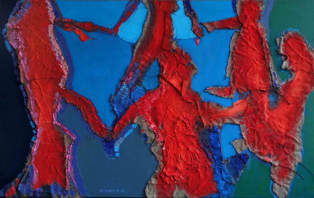 Fabio Modica | Circle - colored jute on canvas - cm 70x130 - 27,5x51 inches - 2011